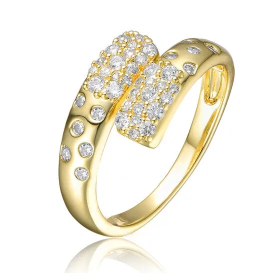 Rings JMS always Original Megan Walford Sterling Silver Gold Plated Clear Cubic Zirconia Bypass Ring Rings JMS always Original Megan Walford Sterling Silver Gold Plated Clear Cubic Zirconia Bypass Ring
