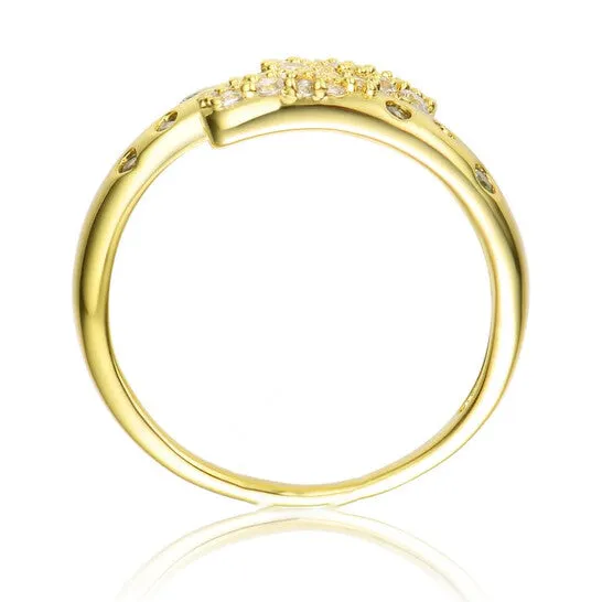 Rings JMS always Original Megan Walford Sterling Silver Gold Plated Clear Cubic Zirconia Bypass Ring Rings JMS always Original Megan Walford Sterling Silver Gold Plated Clear Cubic Zirconia Bypass Ring
