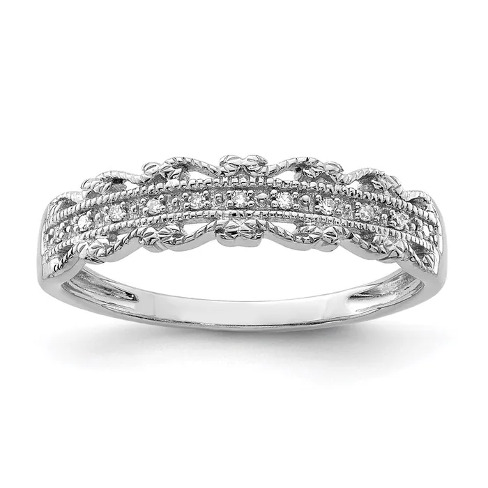Rings Sterling Silver Rhodium Plated Diamond Band Goldia