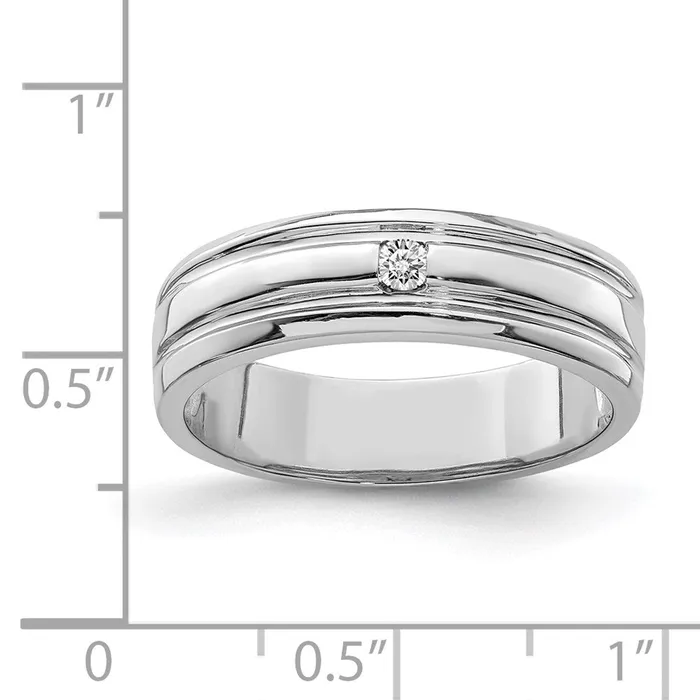 Rings Sterling Silver Rhodium Plated Diamond Band Goldia