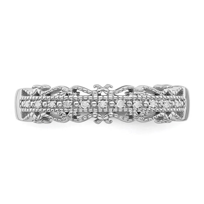 Rings Sterling Silver Rhodium Plated Diamond Band Goldia