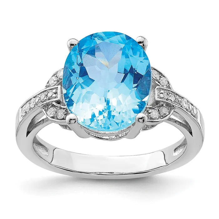 Rings Sterling Silver Rhodium Swiss Blue Topaz u0026 Diamond Ring Goldia