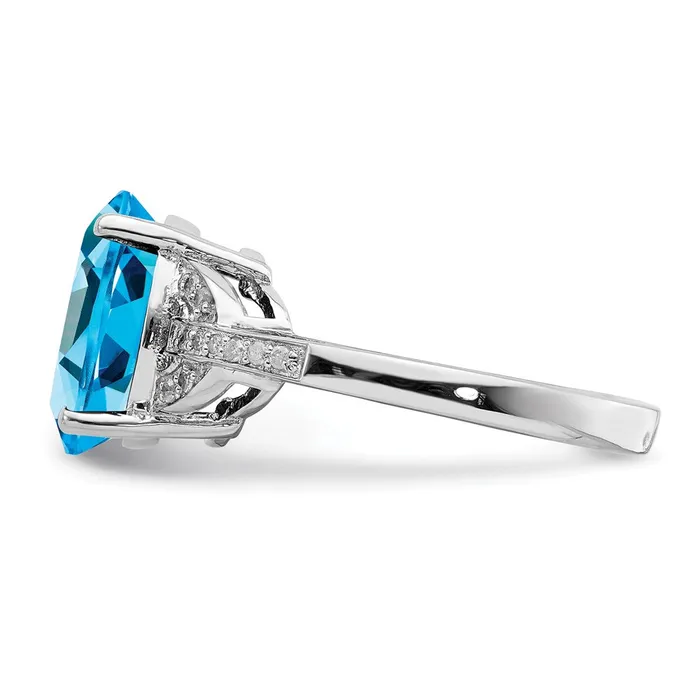 Rings Sterling Silver Rhodium Swiss Blue Topaz u0026 Diamond Ring Goldia