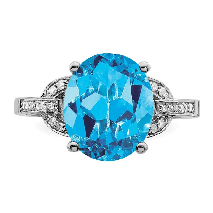 Rings Sterling Silver Rhodium Swiss Blue Topaz u0026 Diamond Ring Goldia