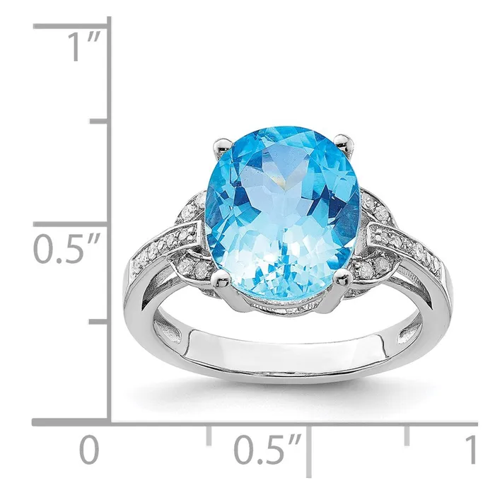 Rings Sterling Silver Rhodium Swiss Blue Topaz u0026 Diamond Ring Goldia