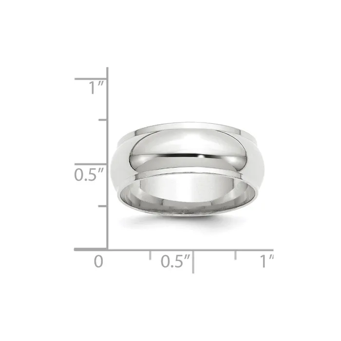 Solid 10K White Gold 8mm Half Round with Edge MensWomens Wedding Band Ring Size 55 Goldia Rings Solid 10K White Gold 8mm Half Round with Edge MensWomens Wedding Band Ring Size 55 Goldia Rings