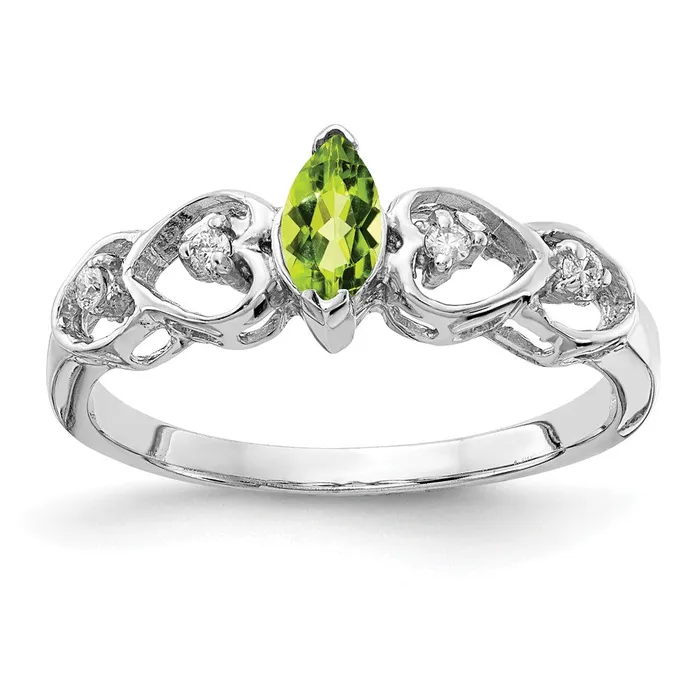Solid 14k White Gold 6x3mm Marquise Simulated Peridot A CZ Ring Goldia Rings Solid 14k White Gold 6x3mm Marquise Simulated Peridot A CZ Ring Goldia Rings