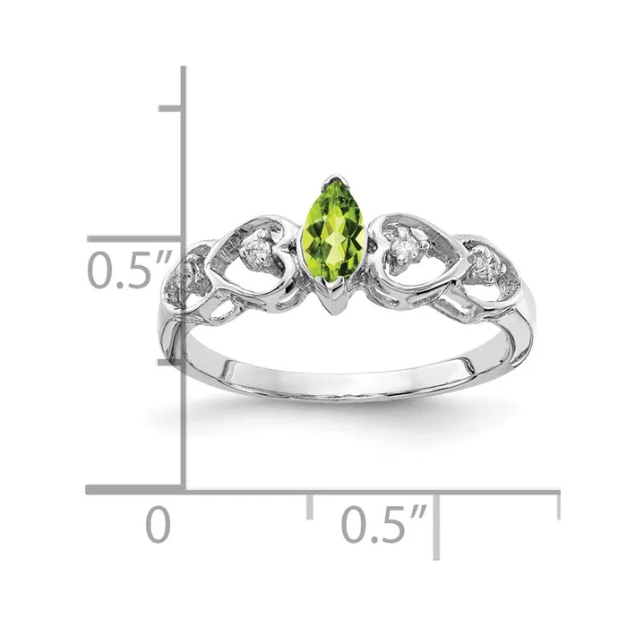 Solid 14k White Gold 6x3mm Marquise Simulated Peridot A CZ Ring Goldia Rings