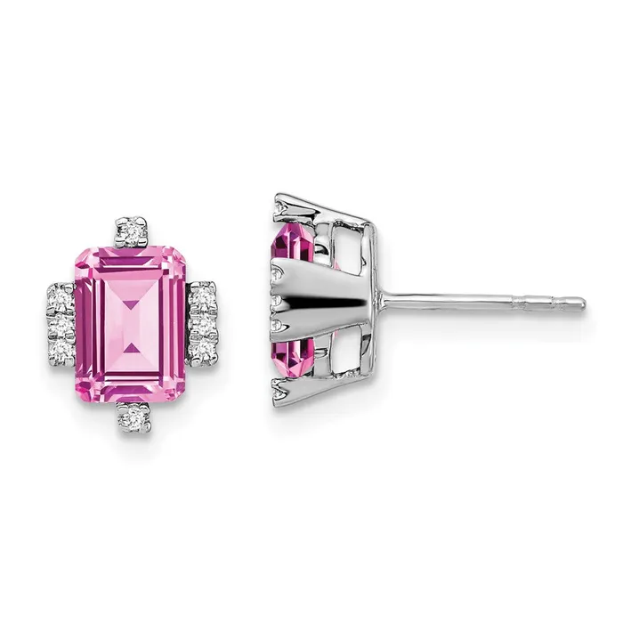 Solid 14k White Gold Simulated Emerald Simulatedshape Creat PinK Sapphire SimulatedSimulated CZ Earrings Goldia Earrings Solid 14k White Gold Simulated Emerald Simulatedshape Creat PinK Sapphire SimulatedSimulated CZ Earrings Goldia Earrings