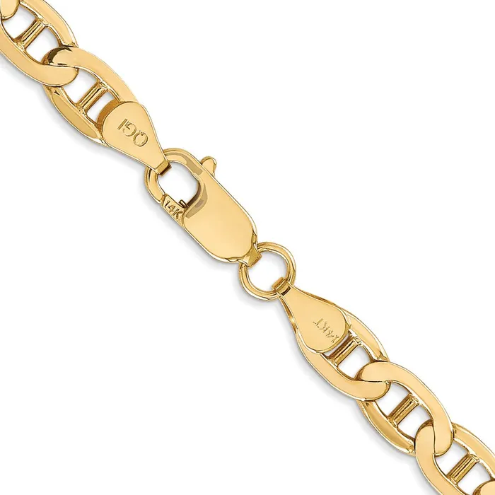 Solid 14K Yellow Gold 24 inch 625mm Concave Anchor with Lobster Clasp Chain Necklace MDS Necklaces Solid 14K Yellow Gold 24 inch 625mm Concave Anchor with Lobster Clasp Chain Necklace MDS Necklaces