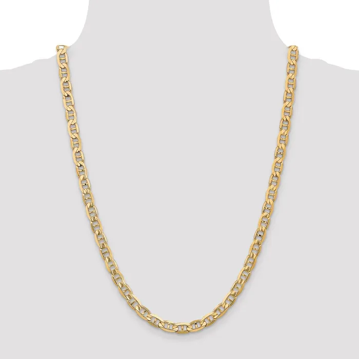 Solid 14K Yellow Gold 24 inch 625mm Concave Anchor with Lobster Clasp Chain Necklace MDS Necklaces Solid 14K Yellow Gold 24 inch 625mm Concave Anchor with Lobster Clasp Chain Necklace MDS Necklaces