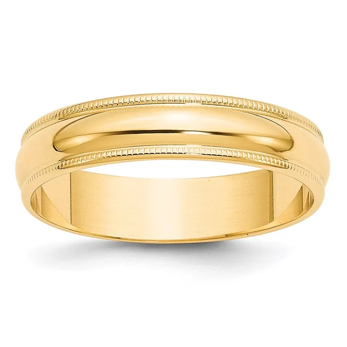 Solid 14K Yellow Gold 5mm Light Weight Milgrain Half Round MensWomens Wedding Band Ring Size 10 Goldia Rings Solid 14K Yellow Gold 5mm Light Weight Milgrain Half Round MensWomens Wedding Band Ring Size 10 Goldia Rings