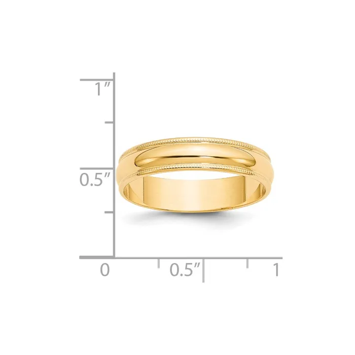 Solid 14K Yellow Gold 5mm Light Weight Milgrain Half Round MensWomens Wedding Band Ring Size 10 Goldia Rings Solid 14K Yellow Gold 5mm Light Weight Milgrain Half Round MensWomens Wedding Band Ring Size 10 Goldia Rings