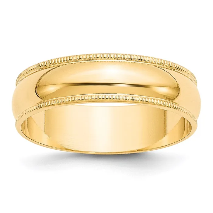 Solid 14K Yellow Gold 6mm Light Weight Milgrain Half Round MensWomens Wedding Band Ring Size 55 Goldia Rings Solid 14K Yellow Gold 6mm Light Weight Milgrain Half Round MensWomens Wedding Band Ring Size 55 Goldia Rings