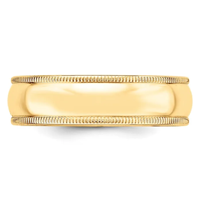 Solid 14K Yellow Gold 6mm Light Weight Milgrain Half Round MensWomens Wedding Band Ring Size 55 Goldia Rings Solid 14K Yellow Gold 6mm Light Weight Milgrain Half Round MensWomens Wedding Band Ring Size 55 Goldia Rings