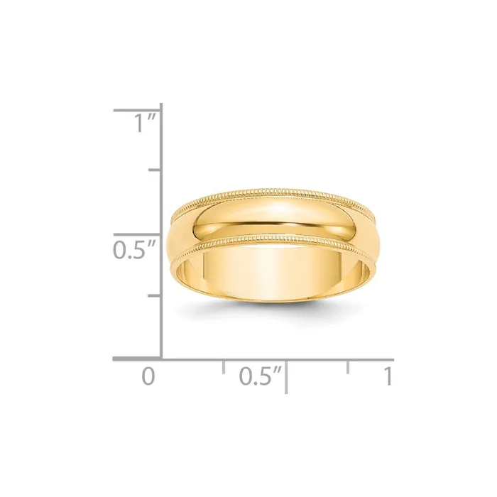 Solid 14K Yellow Gold 6mm Light Weight Milgrain Half Round MensWomens Wedding Band Ring Size 55 Goldia Rings Solid 14K Yellow Gold 6mm Light Weight Milgrain Half Round MensWomens Wedding Band Ring Size 55 Goldia Rings