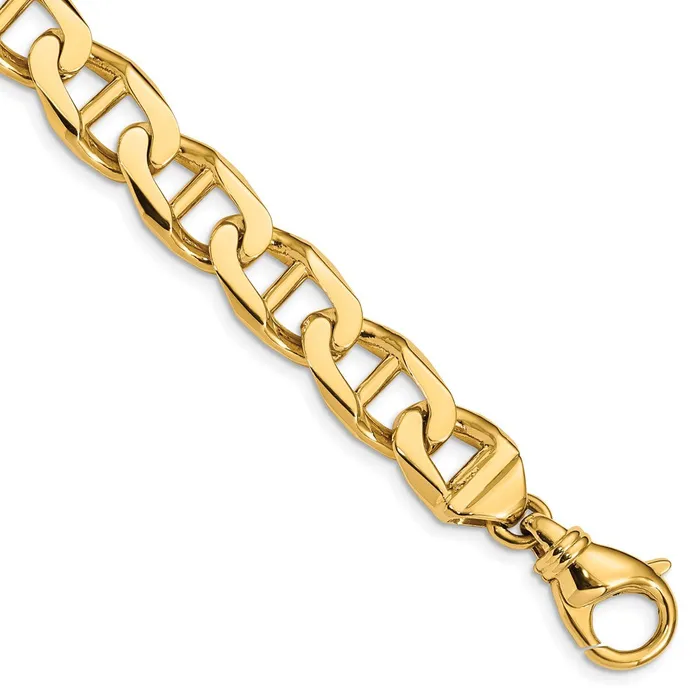Solid 14K Yellow Gold 8 inch 103mm Hand Polished Fancy Anchor Link with Fancy Lobster Clasp Bracelet MDS Bracelets Solid 14K Yellow Gold 8 inch 103mm Hand Polished Fancy Anchor Link with Fancy Lobster Clasp Bracelet MDS Bracelets