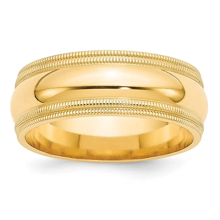 Solid 14K Yellow Gold 8mm Double Milgrain Comfort Fit MensWomens Wedding Band Ring Size 45 Goldia Rings Solid 14K Yellow Gold 8mm Double Milgrain Comfort Fit MensWomens Wedding Band Ring Size 45 Goldia Rings