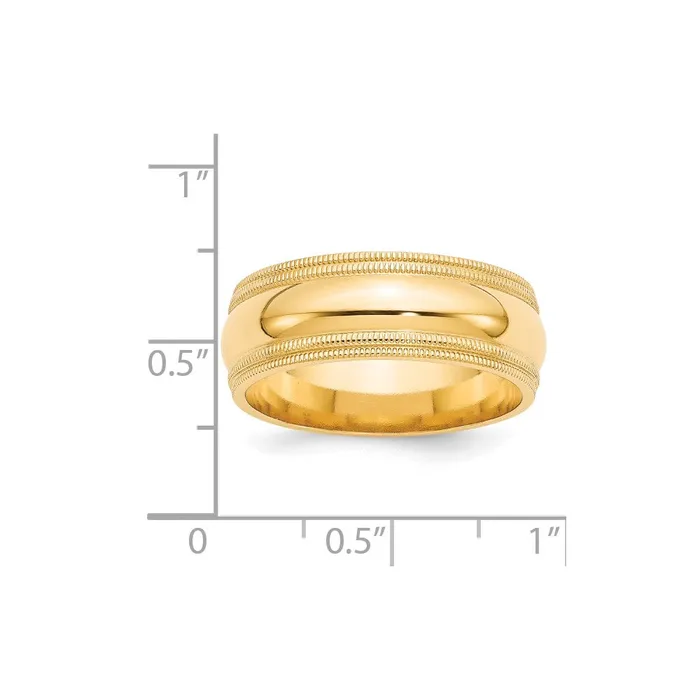 Solid 14K Yellow Gold 8mm Double Milgrain Comfort Fit MensWomens Wedding Band Ring Size 45 Goldia Rings Solid 14K Yellow Gold 8mm Double Milgrain Comfort Fit MensWomens Wedding Band Ring Size 45 Goldia Rings