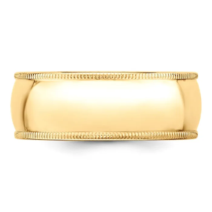 Solid 14K Yellow Gold 8mm Milgrain Half Round MensWomens Wedding Band Ring Size 105 Goldia Rings Solid 14K Yellow Gold 8mm Milgrain Half Round MensWomens Wedding Band Ring Size 105 Goldia Rings
