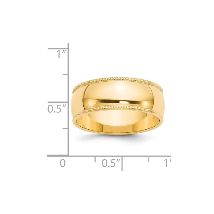 Solid 14K Yellow Gold 8mm Milgrain Half Round MensWomens Wedding Band Ring Size 105 Goldia Rings Solid 14K Yellow Gold 8mm Milgrain Half Round MensWomens Wedding Band Ring Size 105 Goldia Rings