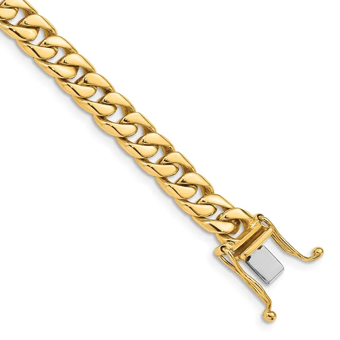 Solid 14K Yellow Gold 9 inch 68mm Hand Polished Flat Beveled Curb Link with Box Catch Clasp Bracelet MDS Bracelets Solid 14K Yellow Gold 9 inch 68mm Hand Polished Flat Beveled Curb Link with Box Catch Clasp Bracelet MDS Bracelets