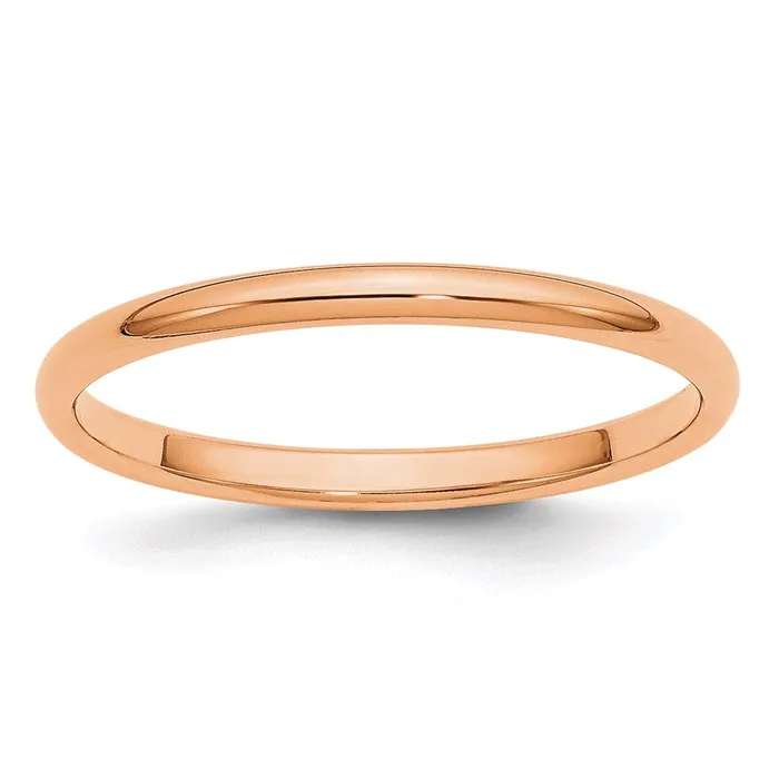 Solid 14K Yellow Gold Rose Gold 2mm HalfRound Wedding MensWomens Wedding Band Ring Size 55 Goldia Rings