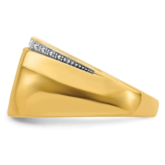 Solid 14k Yellow Gold Simulated Onyx and CZ Mens Ring Goldia Rings