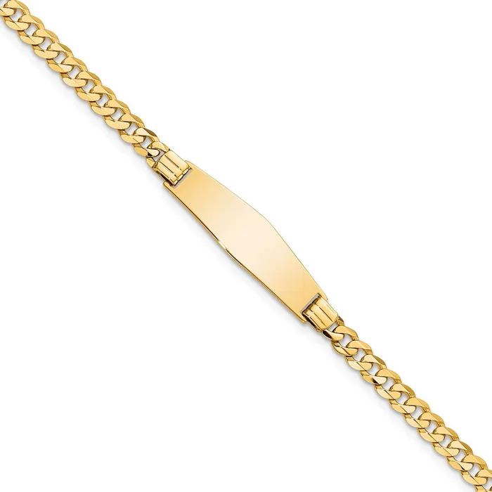 Solid 14K Yellow Gold Soft Diamond Shape Curb Link ID Bracelet MDS Bracelets Solid 14K Yellow Gold Soft Diamond Shape Curb Link ID Bracelet MDS Bracelets