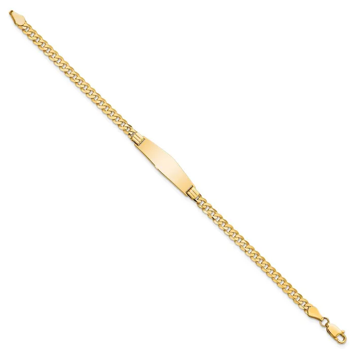 Solid 14K Yellow Gold Soft Diamond Shape Curb Link ID Bracelet MDS Bracelets Solid 14K Yellow Gold Soft Diamond Shape Curb Link ID Bracelet MDS Bracelets
