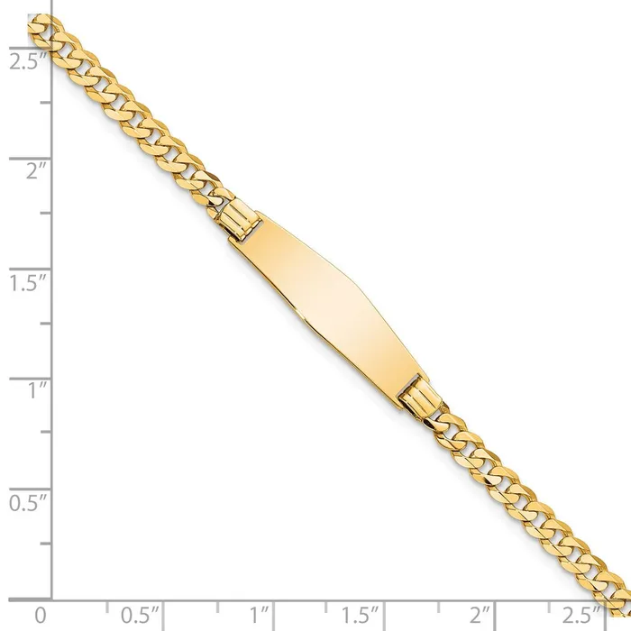 Solid 14K Yellow Gold Soft Diamond Shape Curb Link ID Bracelet MDS Bracelets Solid 14K Yellow Gold Soft Diamond Shape Curb Link ID Bracelet MDS Bracelets