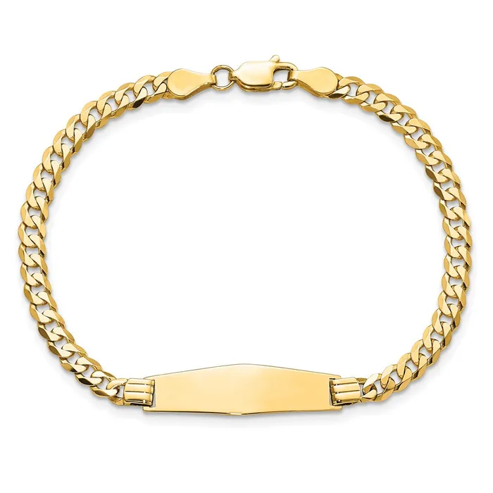 Solid 14K Yellow Gold Soft Diamond Shape Curb Link ID Bracelet MDS Bracelets Solid 14K Yellow Gold Soft Diamond Shape Curb Link ID Bracelet MDS Bracelets