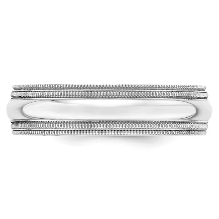 Solid 18K White Gold 6mm Double Milgrain Comfort Fit MensWomens Wedding Band Ring Size 65 Goldia Rings Solid 18K White Gold 6mm Double Milgrain Comfort Fit MensWomens Wedding Band Ring Size 65 Goldia Rings