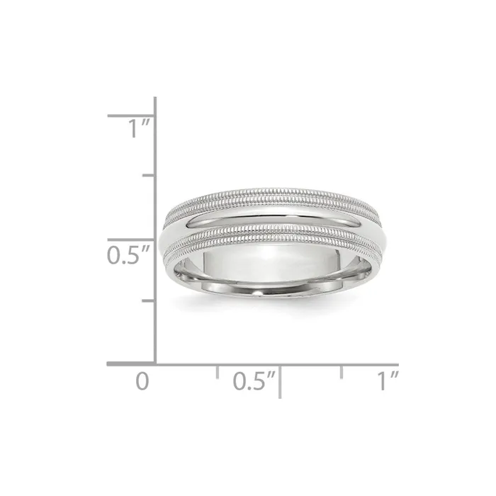 Solid 18K White Gold 6mm Double Milgrain Comfort Fit MensWomens Wedding Band Ring Size 65 Goldia Rings Solid 18K White Gold 6mm Double Milgrain Comfort Fit MensWomens Wedding Band Ring Size 65 Goldia Rings