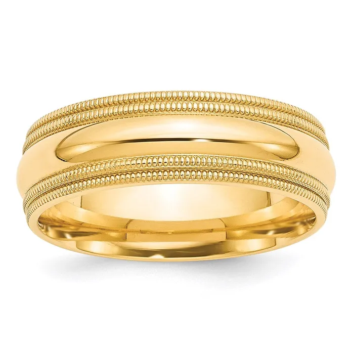 Solid 18K Yellow Gold 7mm Double Milgrain Comfort Fit MensWomens Wedding Band Ring Size 14 Goldia Rings Solid 18K Yellow Gold 7mm Double Milgrain Comfort Fit MensWomens Wedding Band Ring Size 14 Goldia Rings