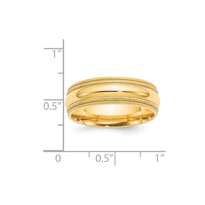 Solid 18K Yellow Gold 7mm Double Milgrain Comfort Fit MensWomens Wedding Band Ring Size 14 Goldia Rings Solid 18K Yellow Gold 7mm Double Milgrain Comfort Fit MensWomens Wedding Band Ring Size 14 Goldia Rings