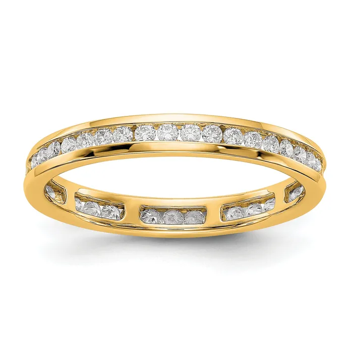 Solid Real 14k Polished 12ct Channel Set CZ Eternity Wedding Band Ring Goldia Rings Solid Real 14k Polished 12ct Channel Set CZ Eternity Wedding Band Ring Goldia Rings