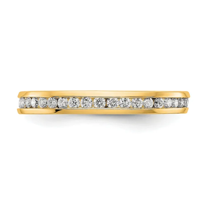 Solid Real 14k Polished 12ct Channel Set CZ Eternity Wedding Band Ring Goldia Rings