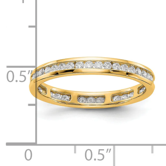 Solid Real 14k Polished 12ct Channel Set CZ Eternity Wedding Band Ring Goldia Rings