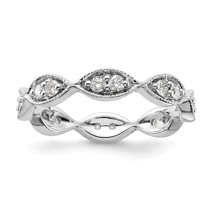 Solid Real 14k White Gold Polished Vintage Pave Size 55 CZ Eternity Wedding Band Ring Goldia Rings Solid Real 14k White Gold Polished Vintage Pave Size 55 CZ Eternity Wedding Band Ring Goldia Rings