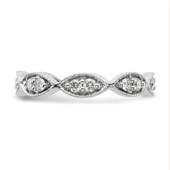 Solid Real 14k White Gold Polished Vintage Pave Size 55 CZ Eternity Wedding Band Ring Goldia Rings