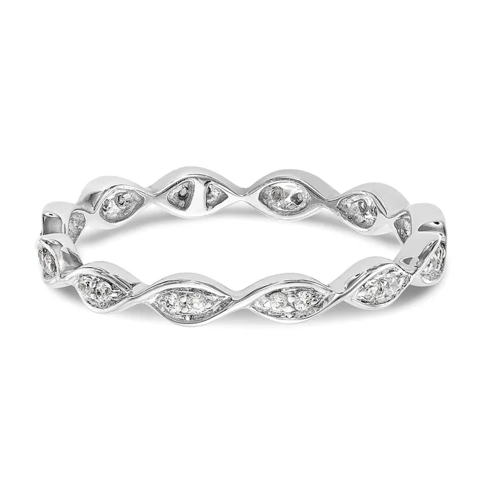 Solid Real 14k White Gold Polished Vintage Pave Size 55 CZ Eternity Wedding Band Ring Goldia Rings