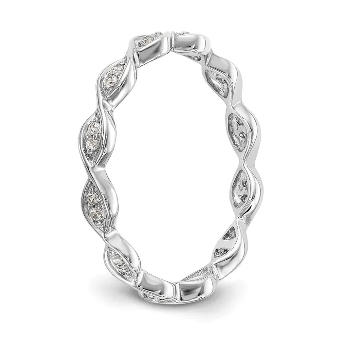 Solid Real 14k White Gold Polished Vintage Pave Size 55 CZ Eternity Wedding Band Ring Goldia Rings