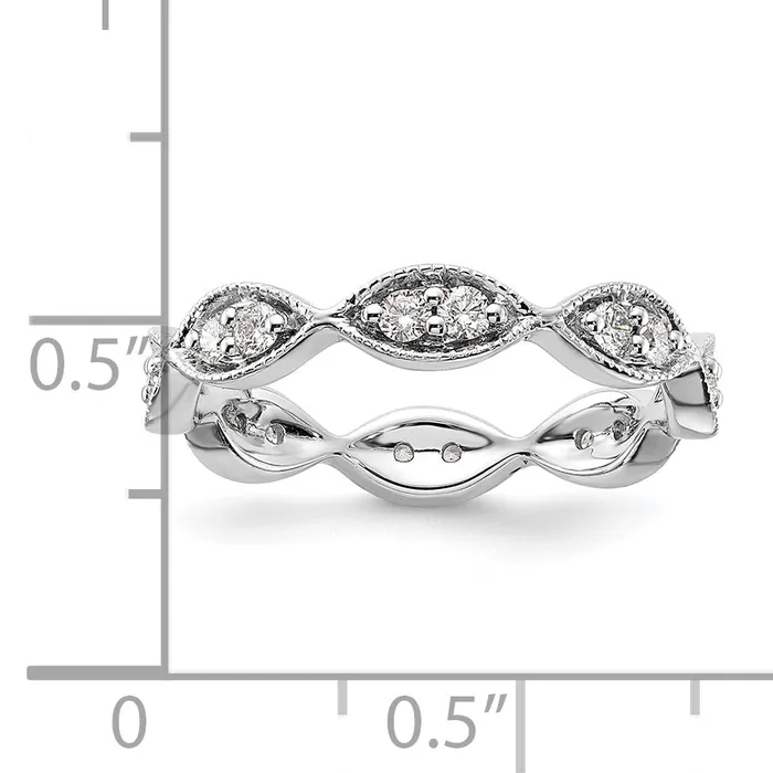 Solid Real 14k White Gold Polished Vintage Pave Size 55 CZ Eternity Wedding Band Ring Goldia Rings