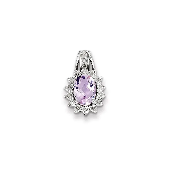Sterling Silver Diamond Pink Quartz Pendant Goldia Necklaces
