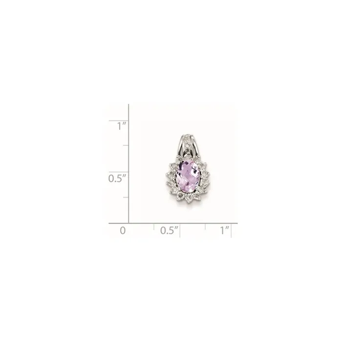 Sterling Silver Diamond Pink Quartz Pendant Goldia Necklaces