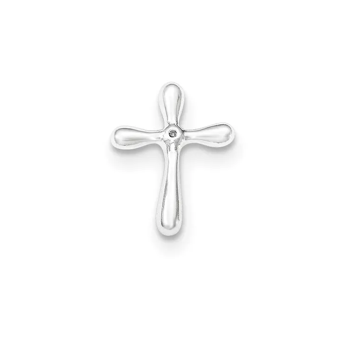 Sterling Silver Polished Diamond Cross Chain Slide Goldia Necklaces