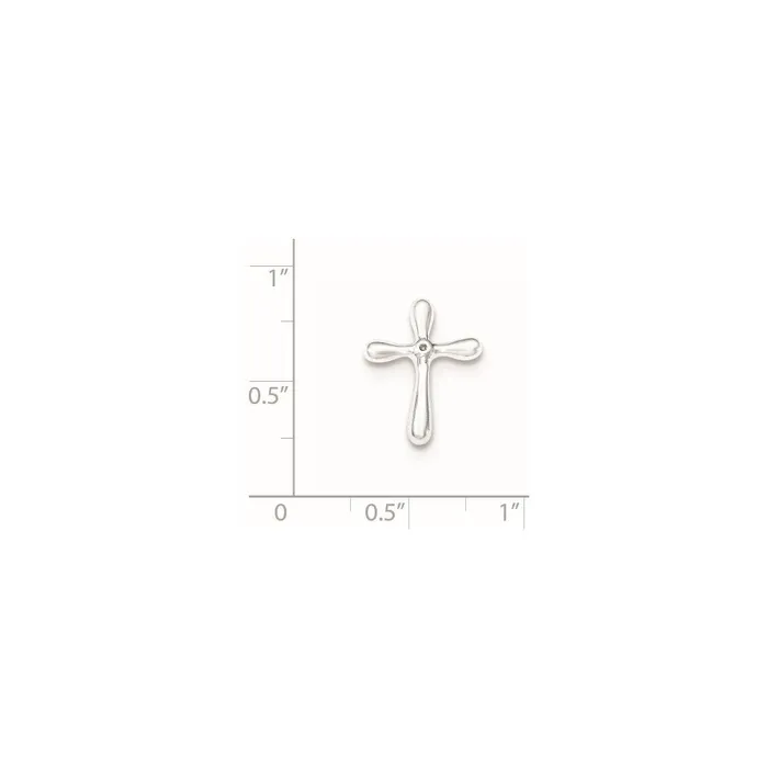 Sterling Silver Polished Diamond Cross Chain Slide Goldia Necklaces