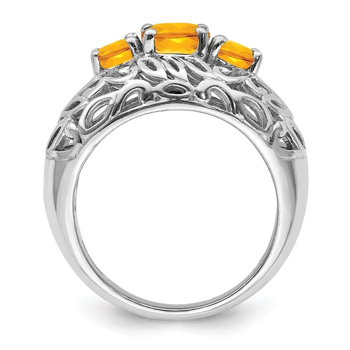 Sterling Silver Rhodium Citrine Ring Goldia Rings