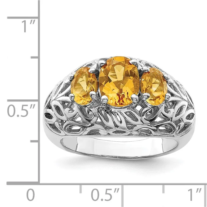 Sterling Silver Rhodium Citrine Ring Goldia Rings